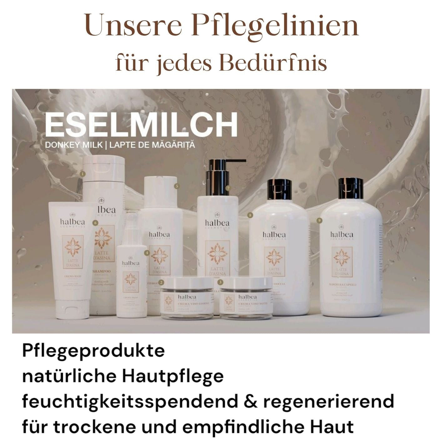 Halbea - Eselsmilch Feuchtigkeitsspendende Tagesgesichtscreme - Vitamin Cocktail - für trockene und empfindliche Haut
