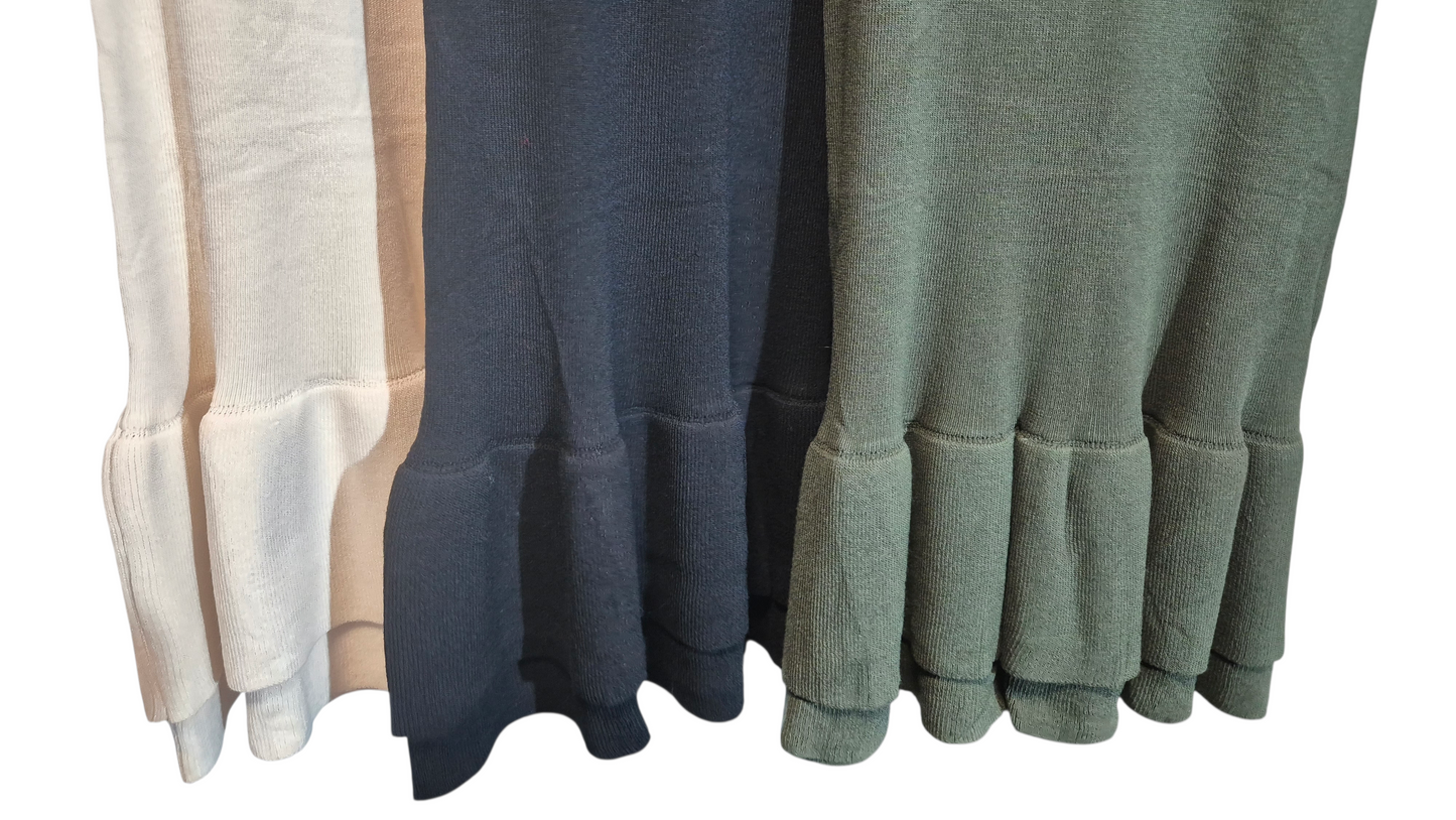 Premium Figurbetonte Kleider Longtops Volantrock zu Pullis 36-42 Onesize