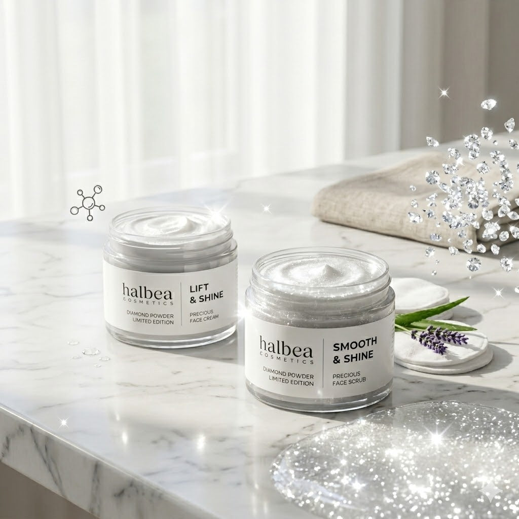 Halbea Cosmetics Diamond Glow Limited Edition - Gesichtscreme 'Lift & Shine' mit Diamantenpuder - 50ml für strahlende Haut