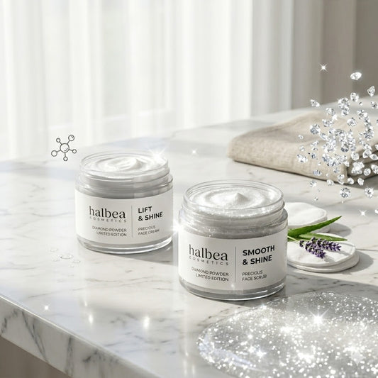 Halbea Cosmetics Diamond Glow Limited Edition - Gesichtscreme 'Lift & Shine' mit Diamantenpuder - 50ml für strahlende Haut