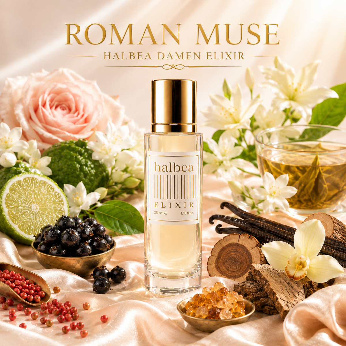Roman Muse - Halbea 267 - Donna Luxus Damen Elixir 40% Duftölanteil Floral-Sinnlich mit Bourbon-Vanille