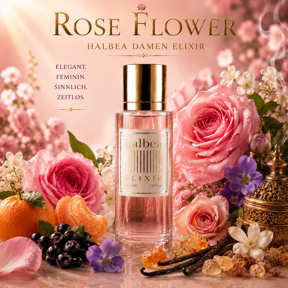 Rose Flower - Halbea 17- Damen Luxus Elixir - Pudrige Eleganz