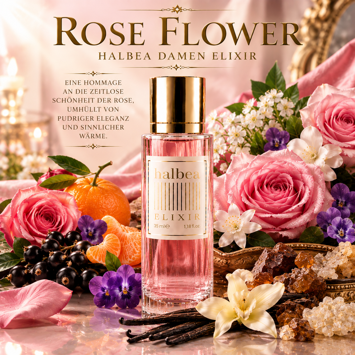 Rose Flower - Halbea 17- Damen Luxus Elixir - Pudrige Eleganz