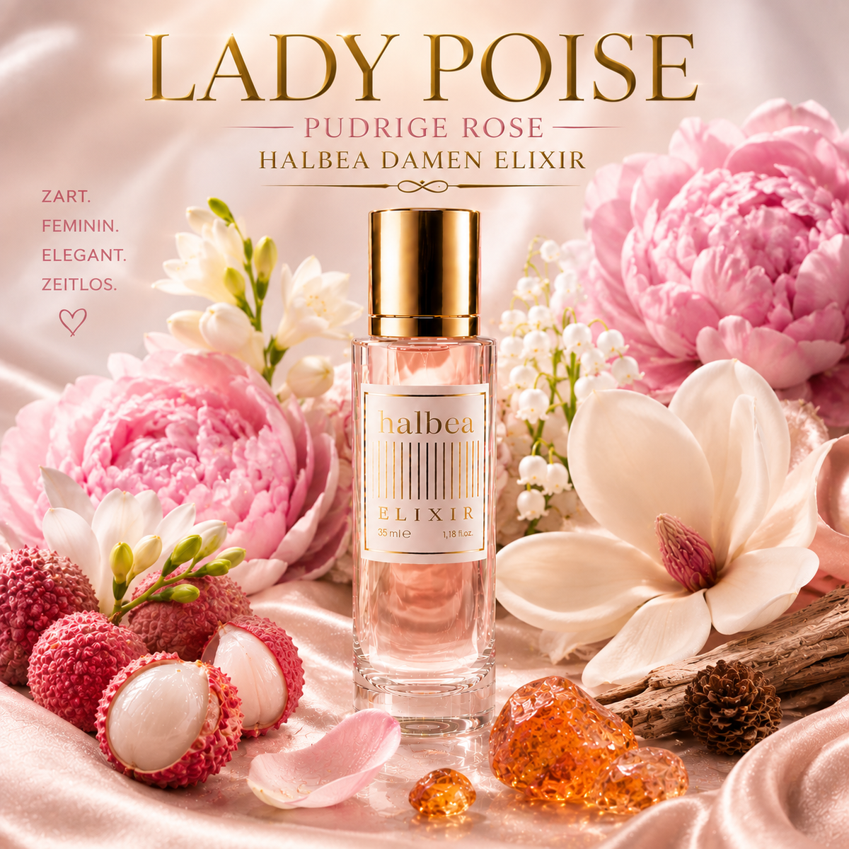 Lady Poise - Pudrige Rose - Halbea 177 - Luxus Damen Elixir  - Floral-Zart & Romantisch
