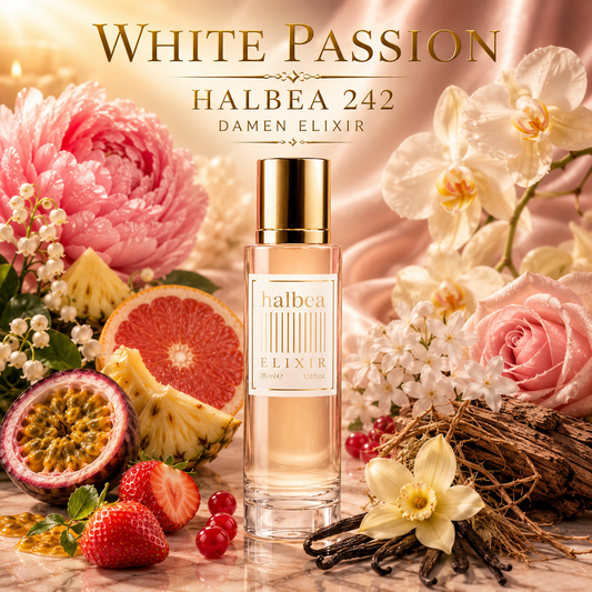 White Passion - Halbea 242 - Luxus Damen Elixir Duft mit Pfingstrose Früchte Moschus