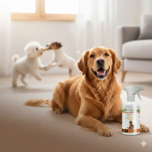 Hunde Glanzspray & Hygiene – Shampoo ohne Ausspülen - Trockenreinigung mit Arganöl (250ml)