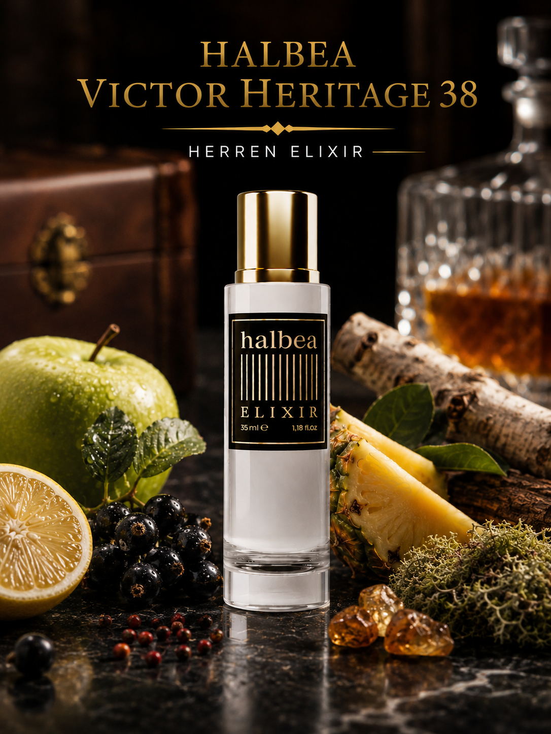 Victor Heritage - Halbea 38 - Luxus Herren Elixir - aromatisch-holzig mit Fruchtnoten