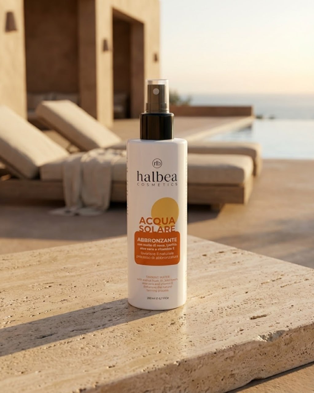 Halbea - Sun Booster Sonnenbräunungsspray mit Walnussschale Aloe Vera und Vitamin E - 200ml