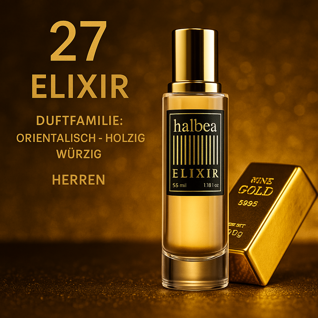 Fairless Gold - Halbea 27 - Herren Elixir Duft mit Minze Rose Amber Leder