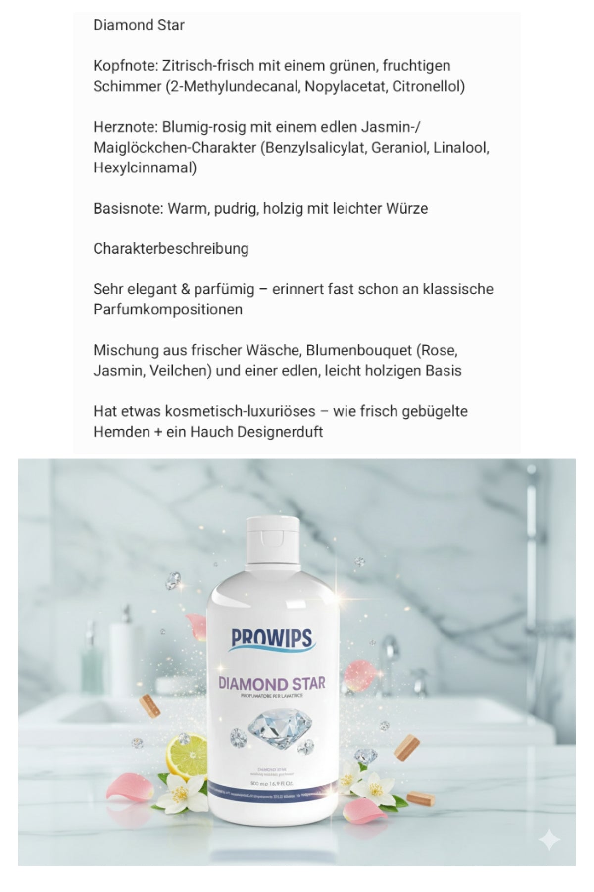 PROWIPS Wäscheduft 💎 Parfüm für Waschmaschinen -  Frische + Pflege für Textilien 500ml  hochkonzentriert / vegan