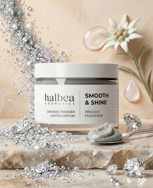 Halbea Cosmetics Diamond Glow Limited Edition Gesichtsscrub Peeling 'Smooth&Shine' mit Diamantpulver 50ml für strahlende Haut