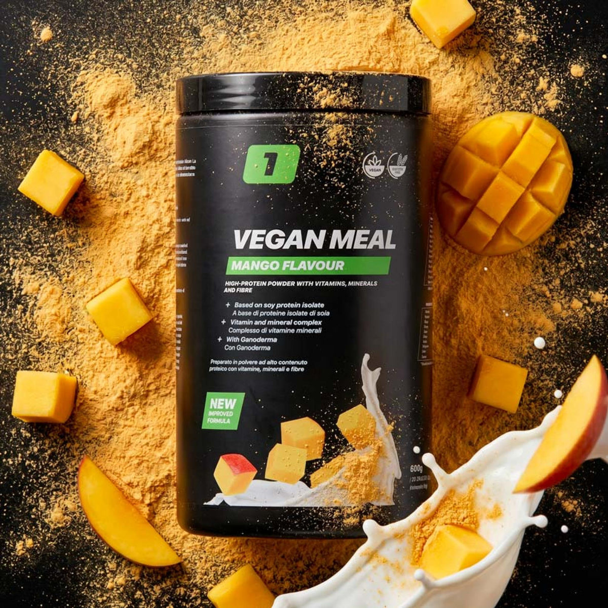 ONE SUPPLEMENTS - VeganMeal Proteinreicher Mahlzeitenersatz - Mango - 600g