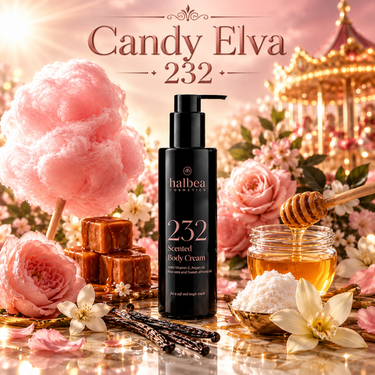 Halbea Bodylotion Elva 232 - Pflegend + Duftend nach Zuckerwatte Karamell Vanille -  BESTSELLER