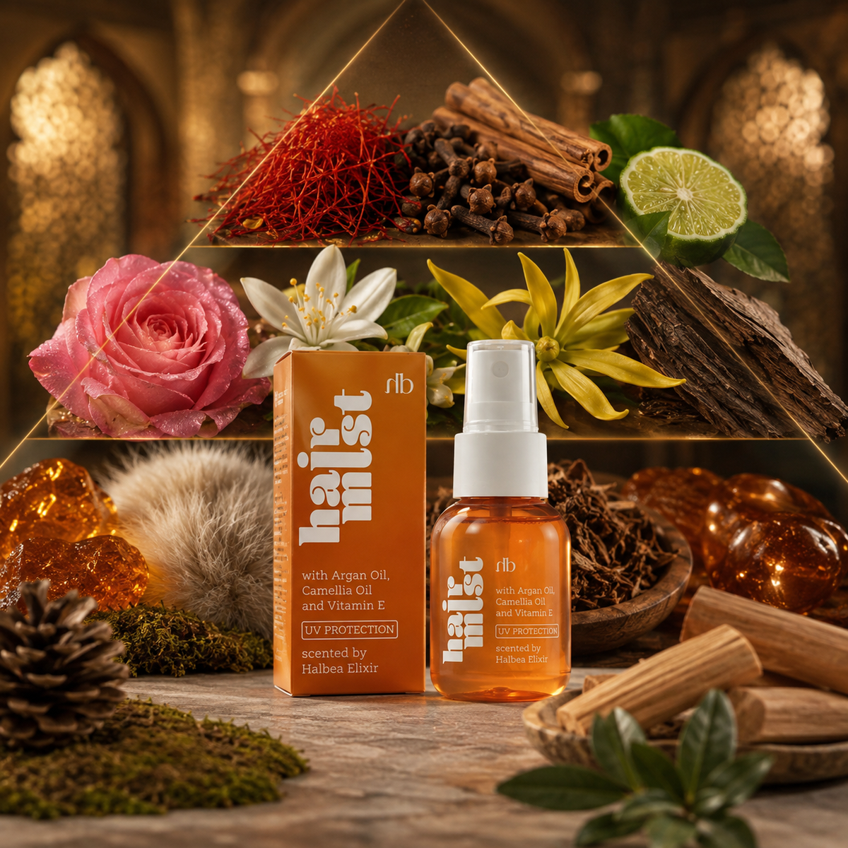 Halbea Emira 256 - Hair Mist Haarparfüm mit UV-Schutz und Arganöl - Orientalisch-Sinnlich