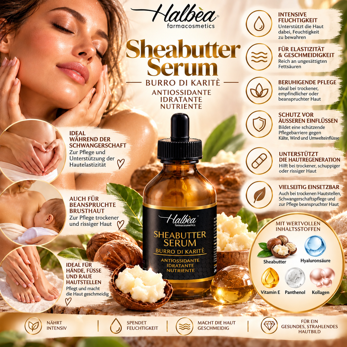 Halbea Sheabutter Serum – Intensivpflege für trockene & beanspruchte Haut | 100 ml