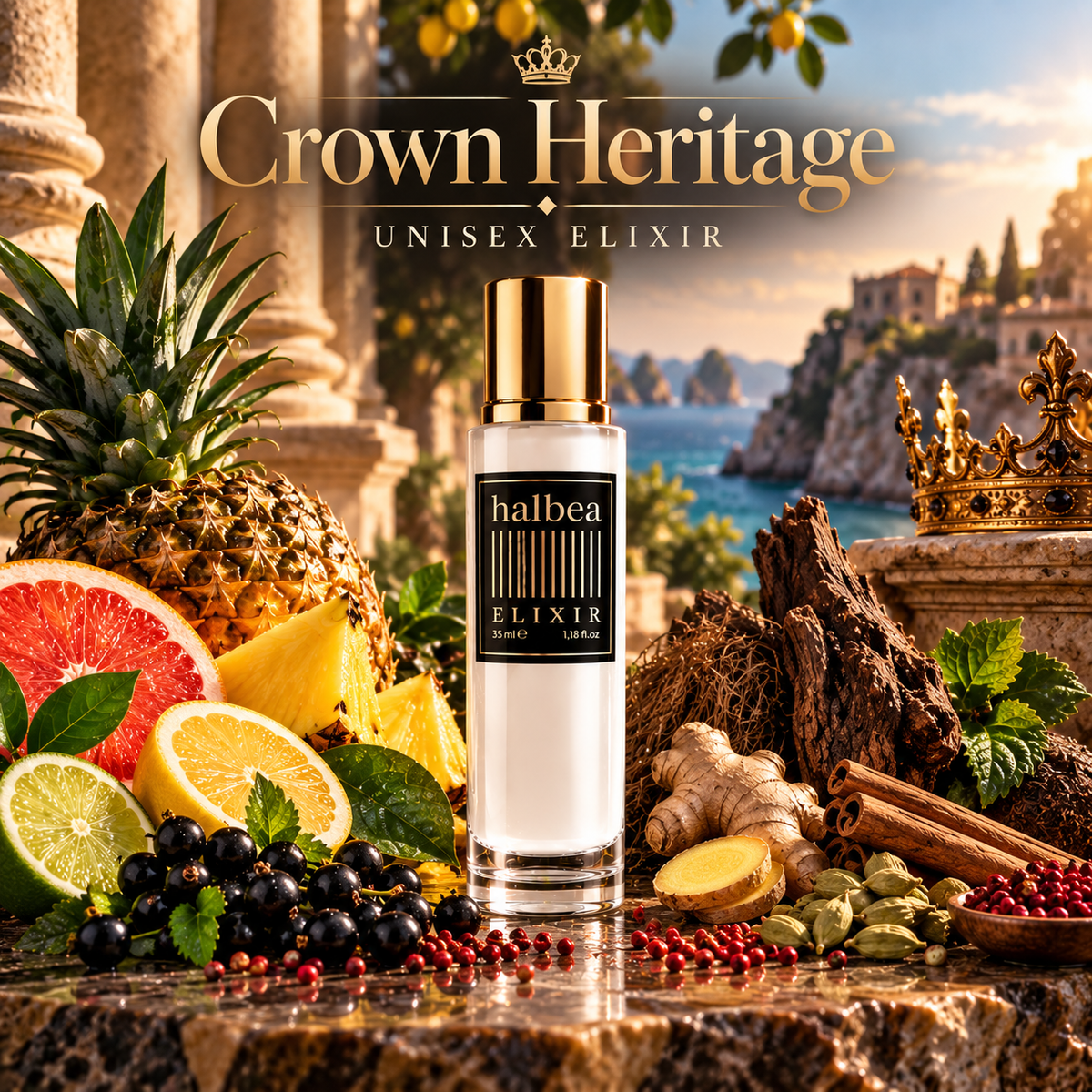 Crown Heritage - Halbea 261 - Unisex Elixir Duft mit Grapefruit Ananas Kardamom Ingwer