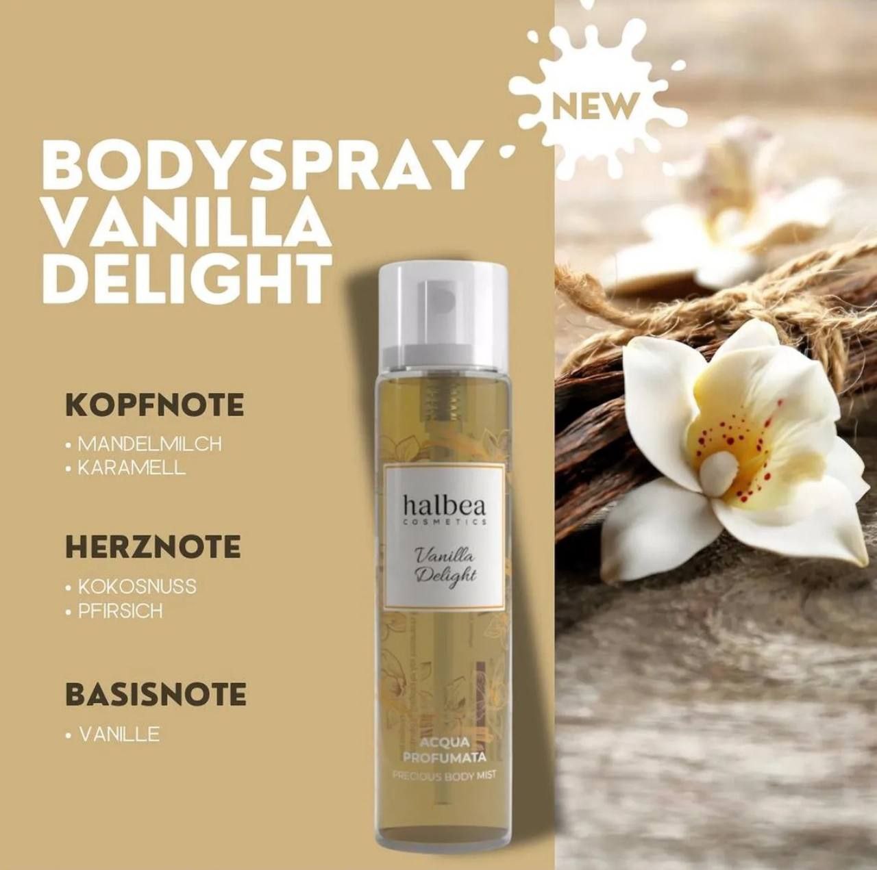 Halbea - Körperspray Duft Layering Body Mist Duftwasser Vanilla Delight 100ml