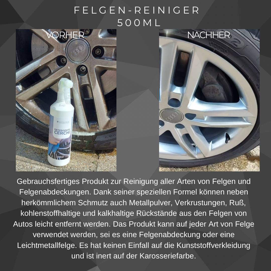 Sorgenta Professional Car Line - Cerchi Felgenreiniger – 500 ml effektiver Reiniger für Felgen & Radkappen
