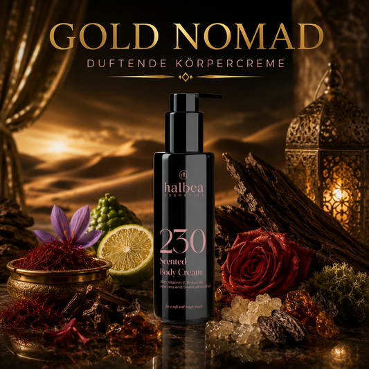 Halbea Bodylotion - Unisex Duft Gold Nomad 230 - Körpercreme Pflegend + Duftend - 150ml