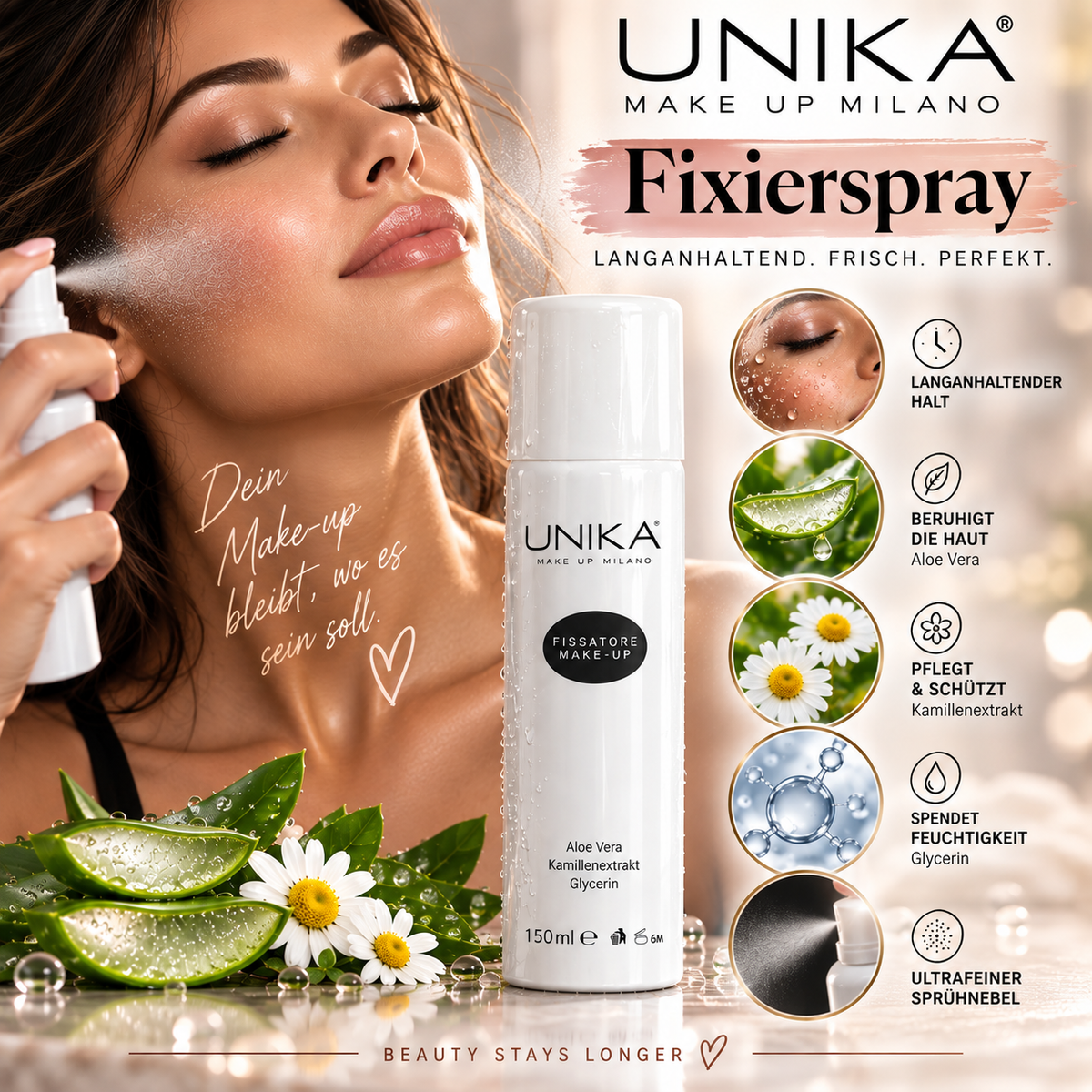 Halbea Make-up Fixingspray - Settingspray Langanhaltend + Feuchtigkeitsspendend