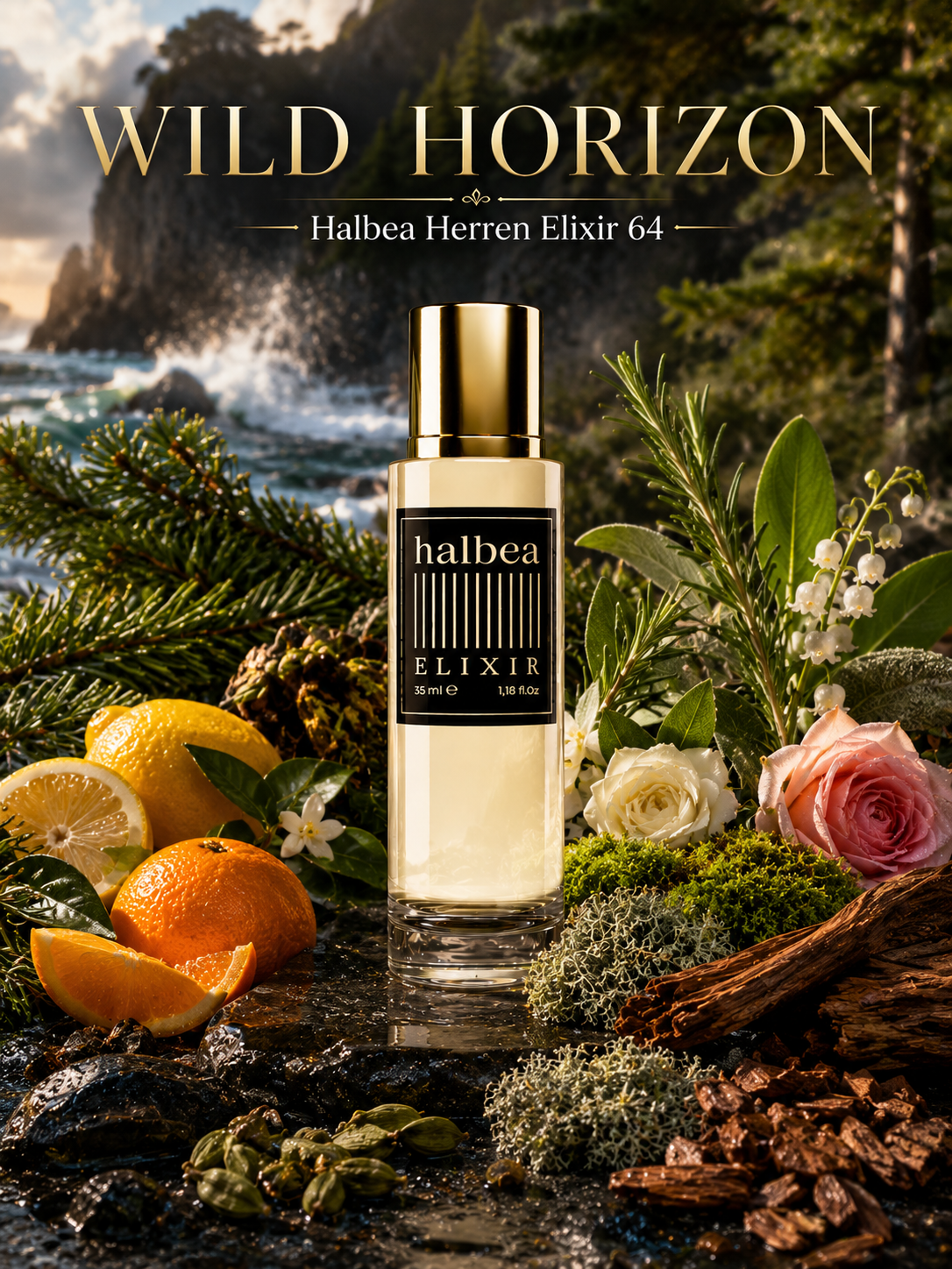 Wild Horizion - Halbea 64 - Luxus Herren Elixir - clean-holzig