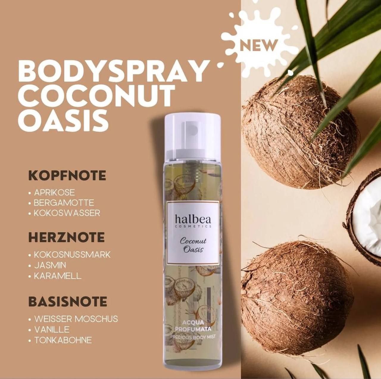 Halbea - Körperspray Duft Layering Body Mist Duftwasser Coconut Oasis 100ml