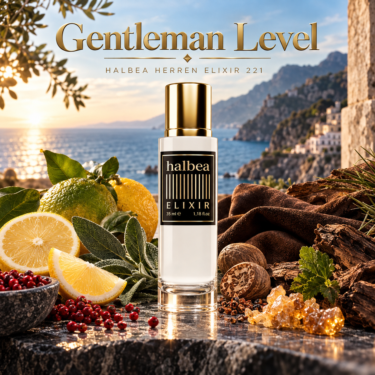 Gentleman Level – Halbea 221 - Luxus Herren Elixir - Signature Duft Holzig Würzig