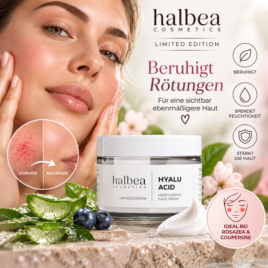 Hyalu Acid Halbea - Gesichtscreme für empfindliche Haut - Rosazea Couperose - 50ml