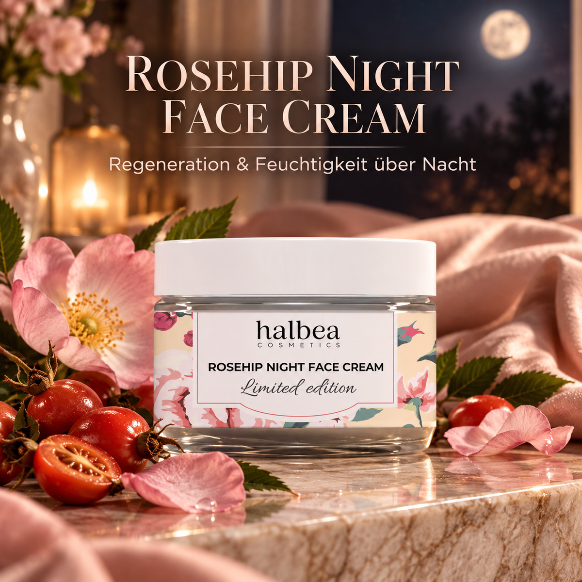 Roseship Night by Halbea - Nachtcreme mit Wildrosenöl - Limited Edition - 50ml