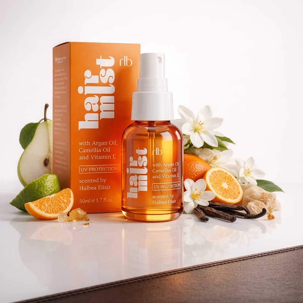 Halbea - Hair Mist Haarparfüm mit UV-Schutz + Arganöl- Invine 21 Duft mit Birne Mandarine Moschus