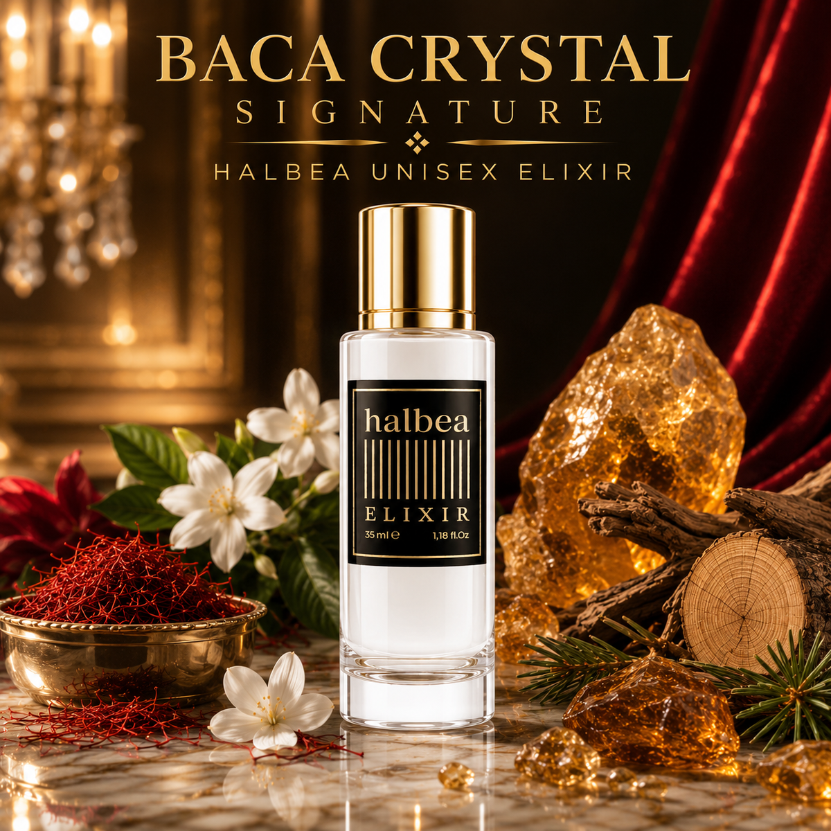 Baca Crystal Signature - Halbea 200 - Luxus Unisex Elixir - Duft mit Safran Amber Zedernholz