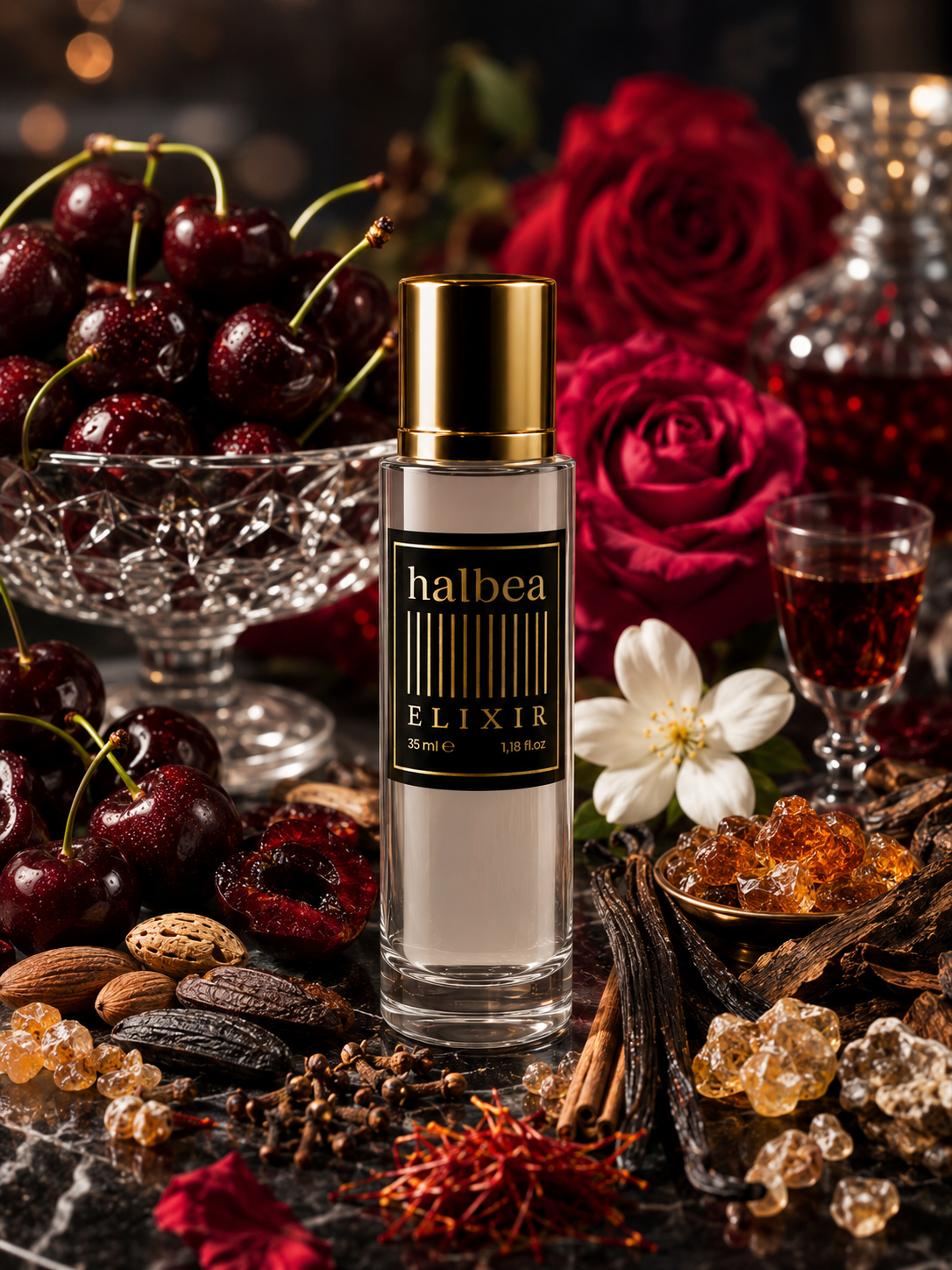 Crimson Vice Halbea 233 Luxus Unisex Elixir Verlorene Kirsche Orientalisch Gourmand Duft für besondere Momente intensiv & langanhaltend