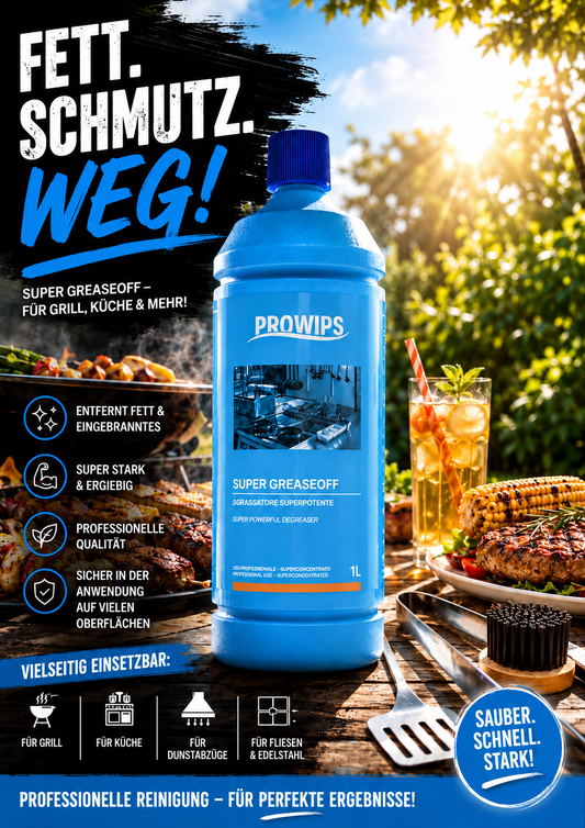PROWIPS SUPER GREASEOFF 💎 Profi Power Backofenreiniger + Fettlöser HCCAP hochkonzentriert