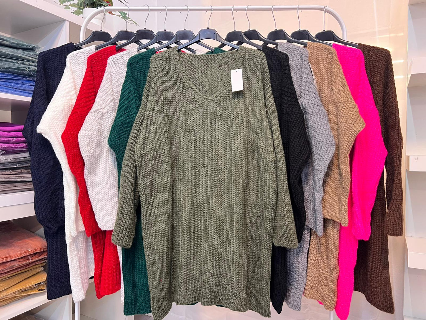 Italy Mode 🇮🇹 Oversize Longpullover Strickpullover Mini-Strickkleid