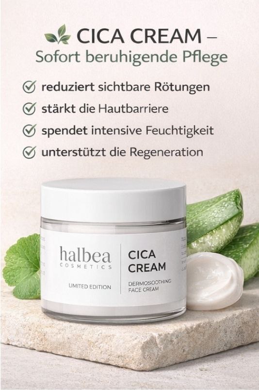 Halbea CICA Cream - SOS Gesichtscreme für empfindliche gerötete Haut - Limited Edition