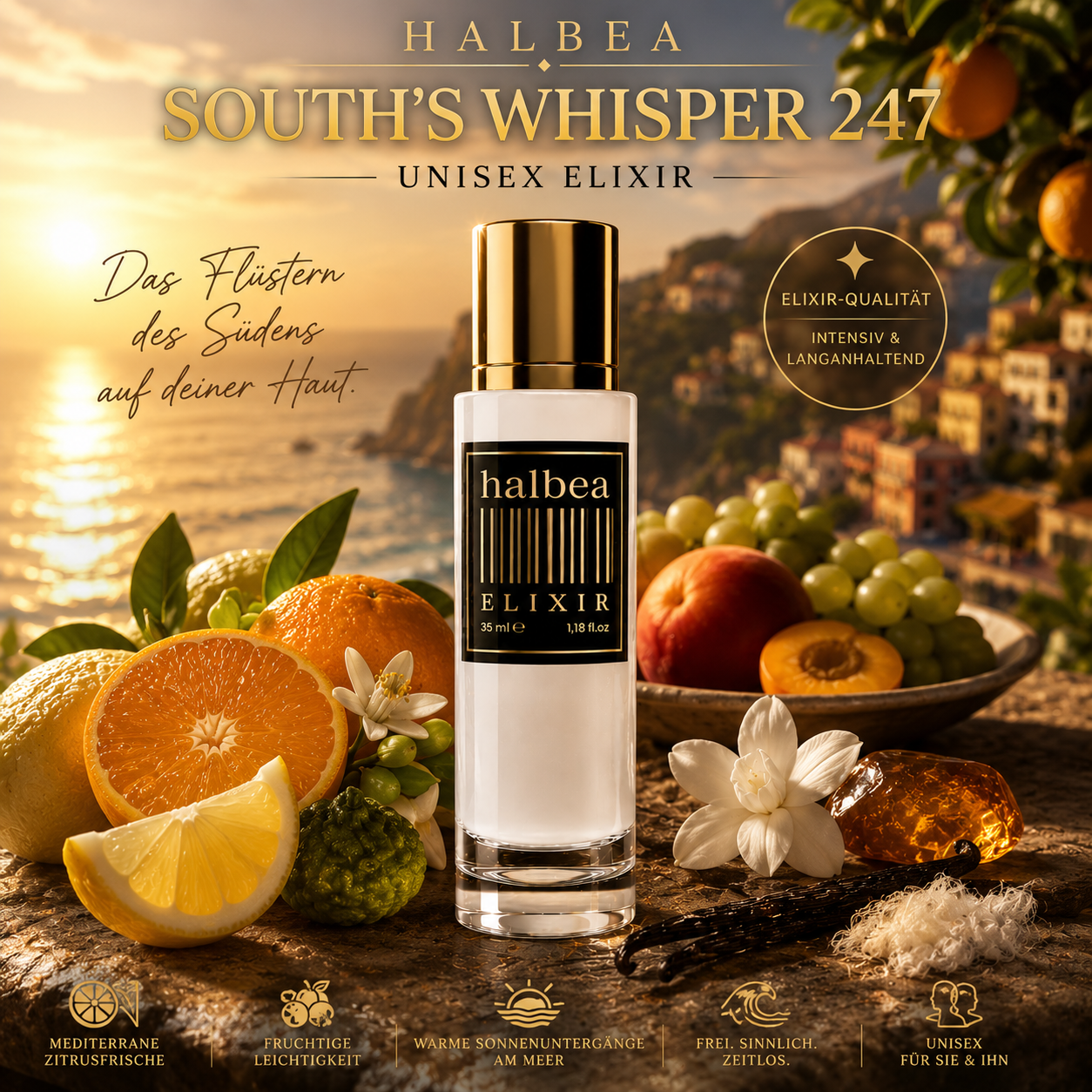 South's Whisper - Halbea 247 - Luxus Unisex Elixir Duft - Sizilianisches Temperament