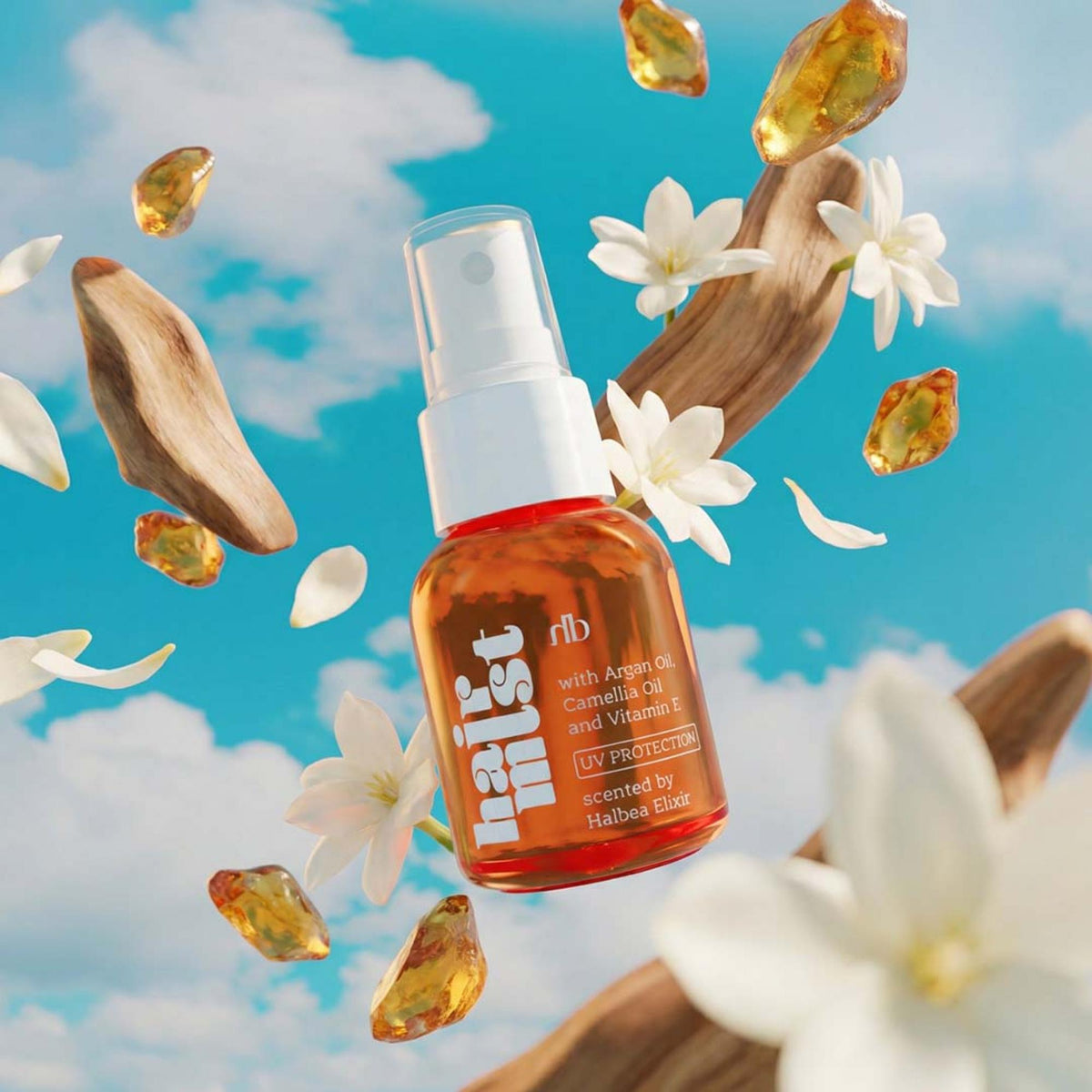 Halbea - Purple Mystery 22 - Hair Mist Haarparfüm mit UV-Schutz + Arganöl - Blumig – Holzig – Amber