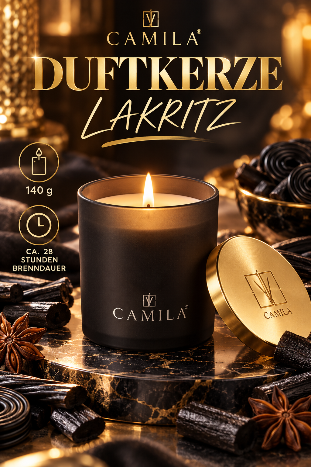 Camila - Edle Duftkerze Lakritz für gemütliche Stunden von Sorgenta