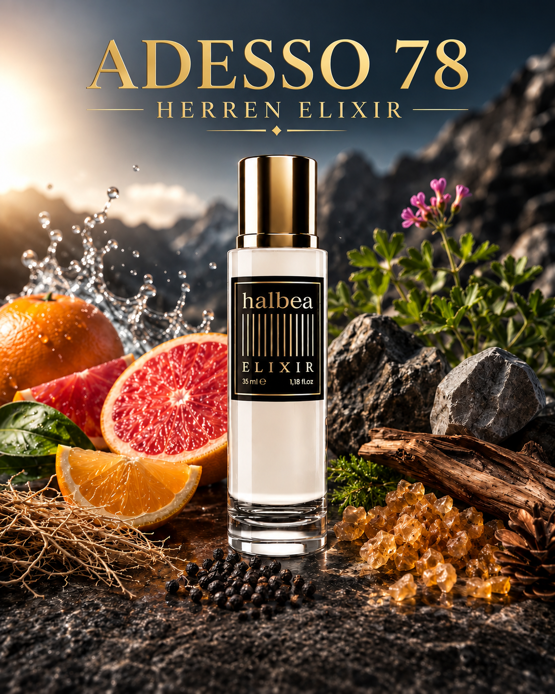 Adesso 78 - Kraftvolle Frische - Halbea Luxus Herren Elixir - Modern Zitrisch Würzig