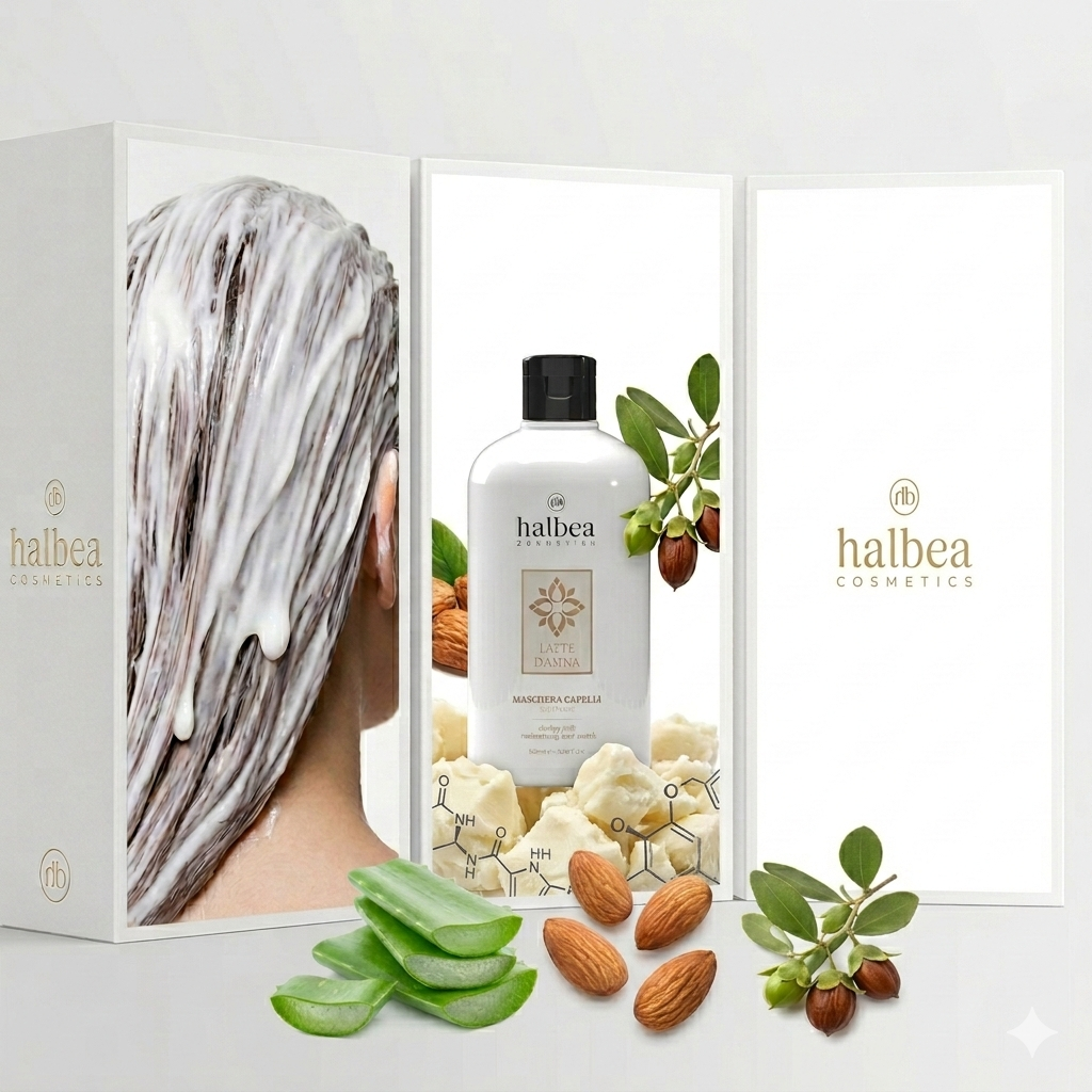 Halbea Haircare - Feuchtigkeitsspendende Haarmaske mit Eselsmilch - 500ml
