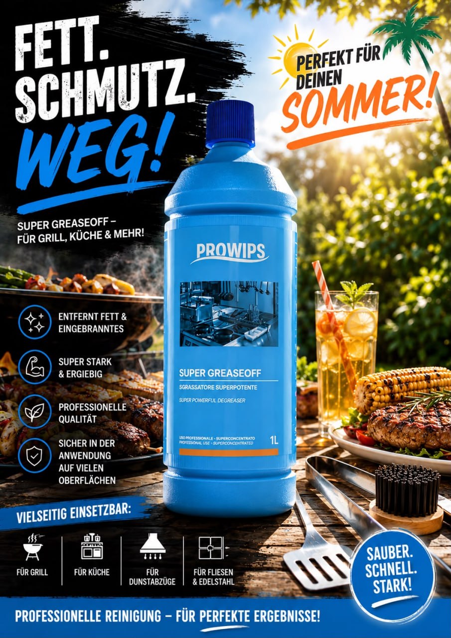 PROWIPS SUPER GREASEOFF 💎 Profi Power Backofenreiniger + Fettlöser HCCAP hochkonzentriert