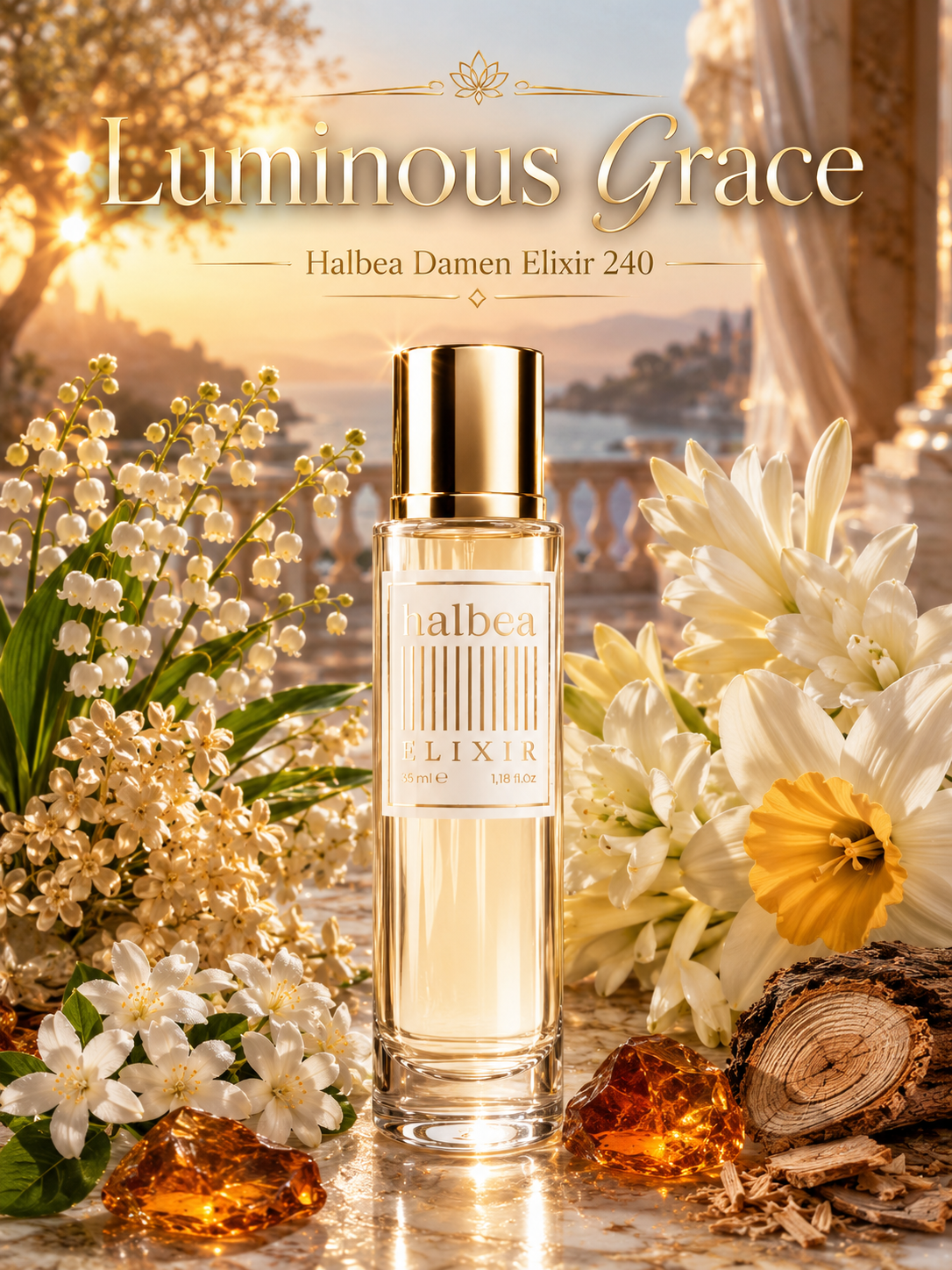 Luminous Grace - Halbea 240 - Luxus Damen Elixir - Blumig Sinnlich Elegant