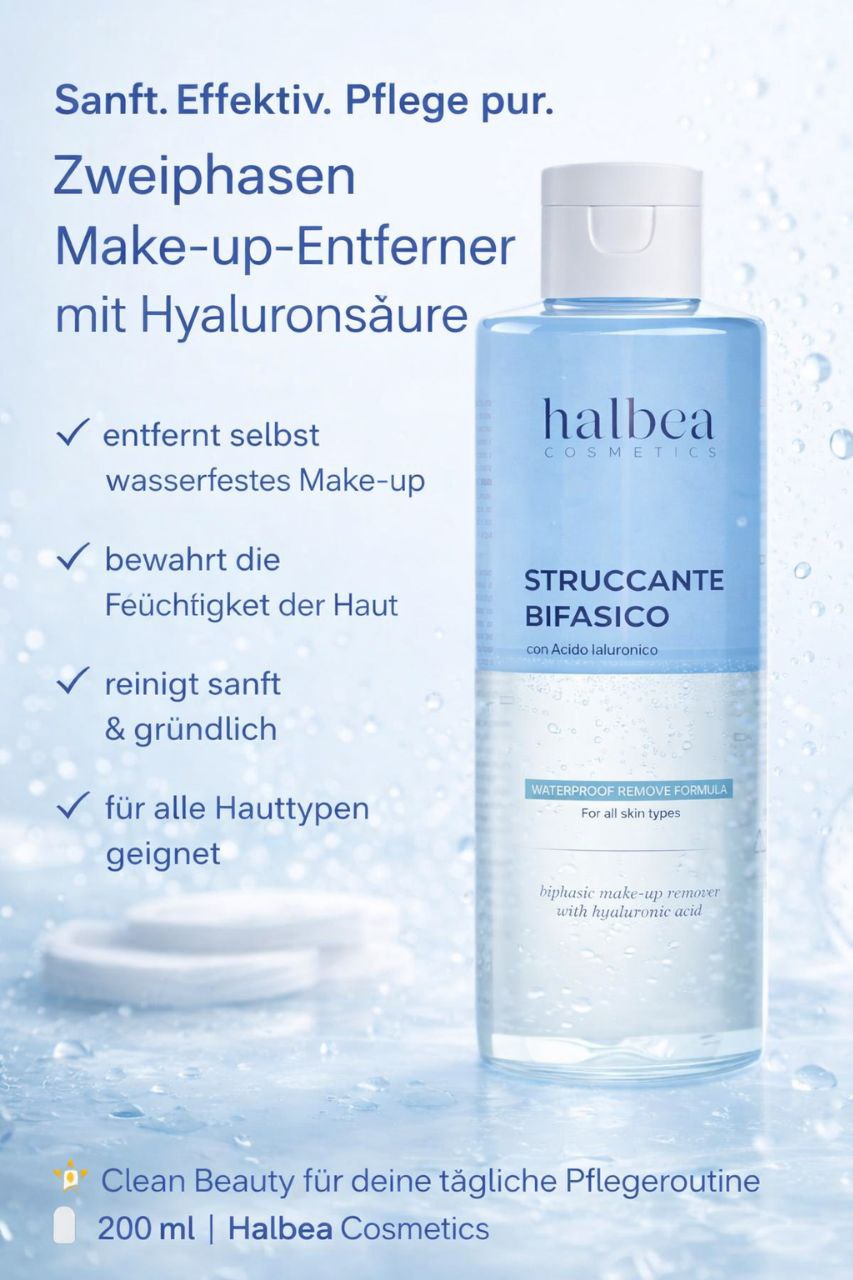 Halbea Anti-Age 2-Phasen-Make-up-Entferner Gesichtsreinigung mit Hyaluronsäure - 200ml