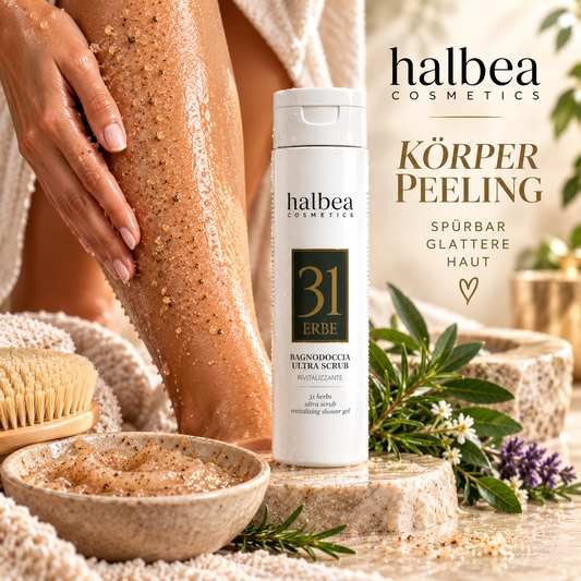 Halbea 31 Kräuteröl Ultra Scrub Wellness SPA Revitalisierendes Peeling Duschgel o. Fussbad - 250ml