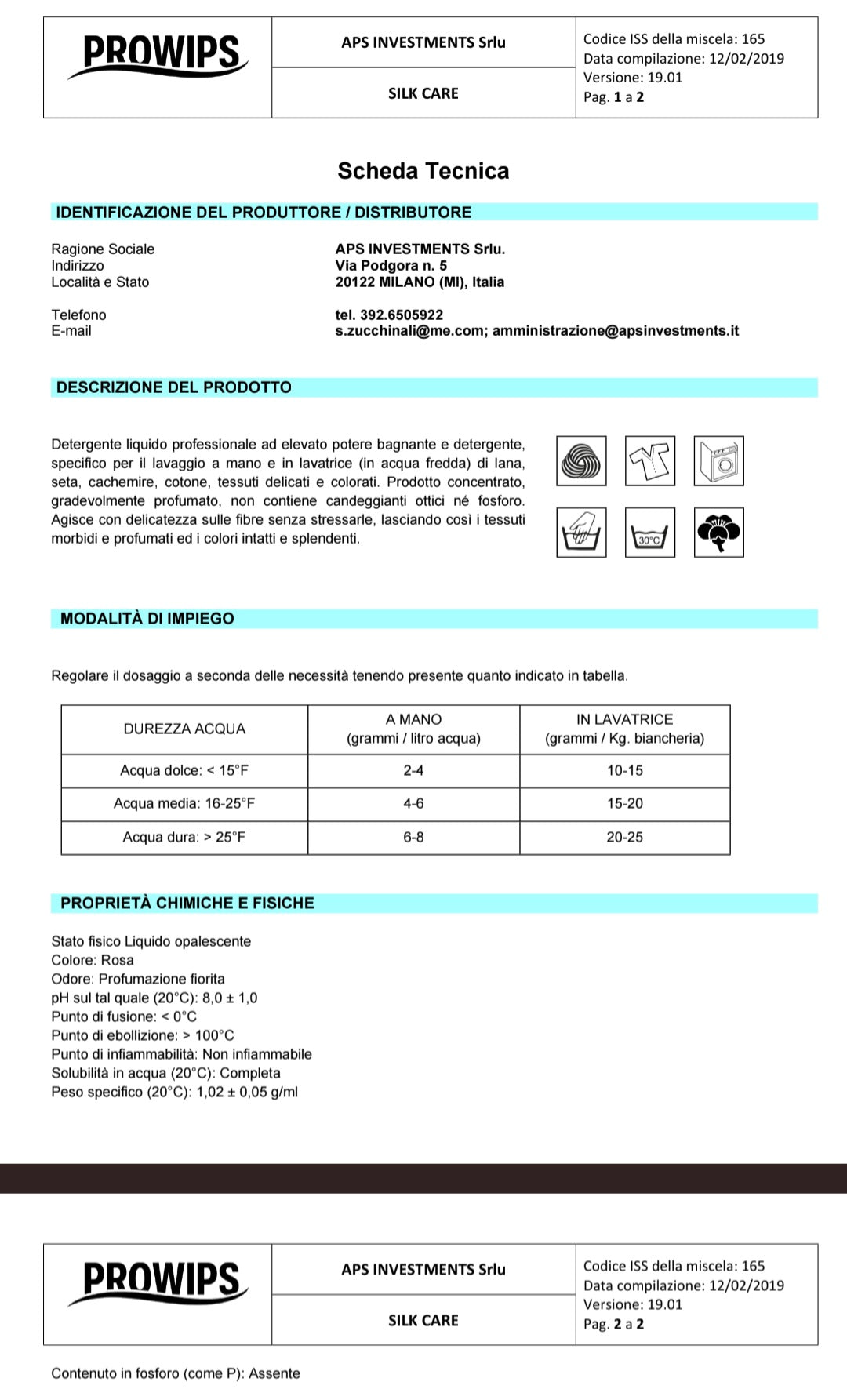 PROWIPS Silkcare – Hochkonzentrierter Flüssigreiniger Waschmittel für empfindliche Textilien - 1L