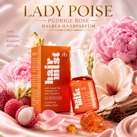Halbea - Lady Poise 177 - Hair Mist Haarparfüm mit UV-Schutz + Arganöl - Floral-Zart & Romantisch