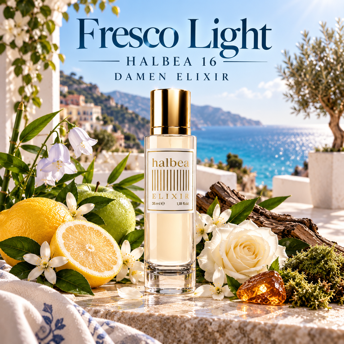 Fresco Duft - Halbea 16 - Damen Luxus Elixir mit Zitone Weiße Rose Amber