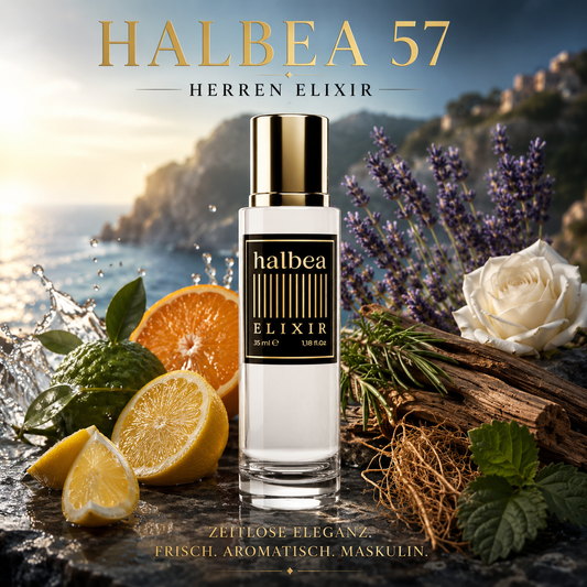 Halbea Elixir 57 – Luxus Herren Elixir- Zeitlose Eleganz mit mediterraner Frische - Aromatisch Maskulin