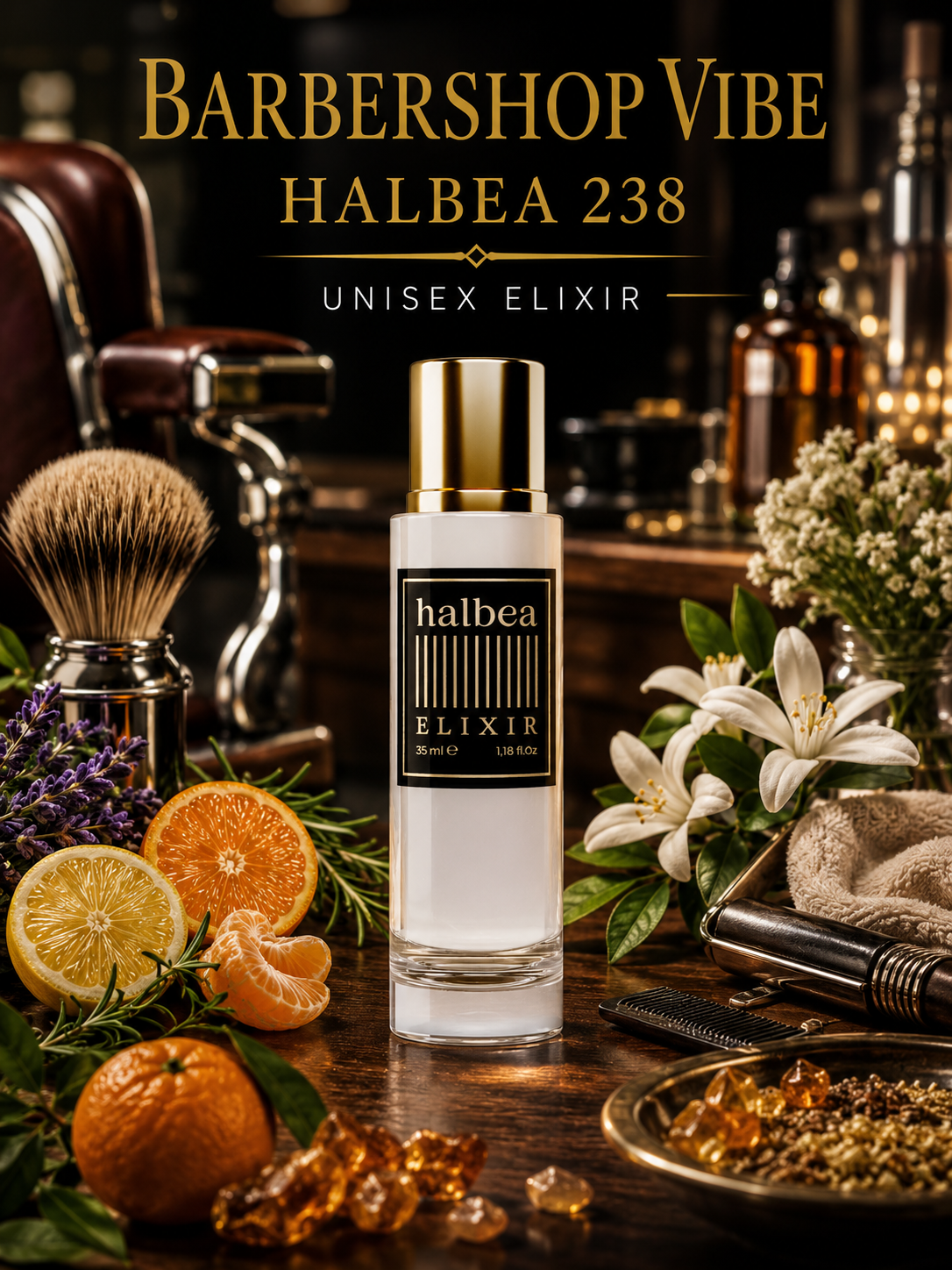 Barbershop Vibe - Halbea 238 - Luxus Unisex Elixir -  energiegeladene Frische