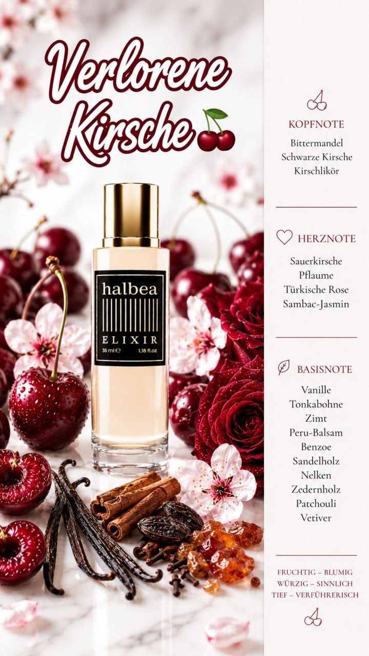 Crimson Vice Halbea 233 Luxus Unisex Elixir Verlorene Kirsche Orientalisch Gourmand Duft für besondere Momente intensiv & langanhaltend